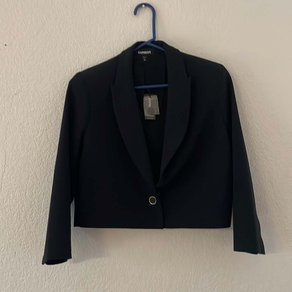 EXPRESS BLACK CROP ONE BUTTON BLAZER